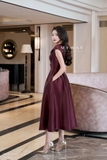 Đầm dự tiệc xếp ly tay chờm