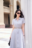 Đầm sơ mi ngắn tay kẻ sọc