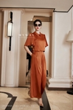Quần lụa ống suông xếp ly eo