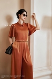 Quần lụa ống suông xếp ly eo