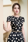 (2 màu) Đầm xòe hoa ứng dụng cao (có đai)