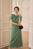 (3 màu) Áo kiểu công sở ngắn tay đính hoa hồng