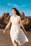 Đầm sơ mi suông có đai