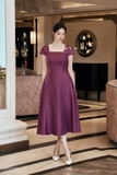 (4 màu) Đầm dự tiệc xòe cổ vuông tay ngắn