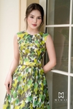 Đầm xoè maxi hoa xẻ trước