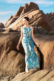 Đầm maxi Lụa cổ yếm đính hoa