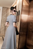 Đầm xòe rủ ứng dụng cao tay ngắn