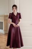 Đầm xòe cổ vest Taffeta tay ngắn
