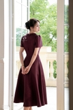 Đầm xòe cổ vest Taffeta tay ngắn