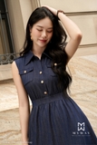Đầm xòe không tay cổ Đức dài qua bắp