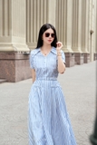 Áo sơ mi kiểu bo gấu kẻ sọc