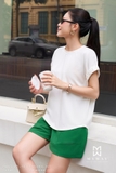 (3 màu) Áo cotton cổ tròn dáng suông dài chùm mông