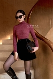 (4 màu) Áo thun ôm dáng cổ lọ dài ngang hông