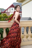 (3 màu) Đầm Maxi Cổ Yếm Dây Đan Chéo