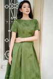 (3 màu) Đầm xòe dáng cổ thuyền phối tay ngắn
