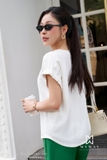 (3 màu) Áo cotton cổ tròn dáng suông dài chùm mông
