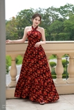(3 màu) Đầm Maxi Cổ Yếm Dây Đan Chéo