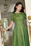(3 màu) Đầm xòe dáng cổ thuyền phối tay ngắn