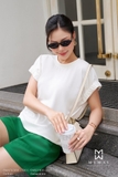 (3 màu) Áo cotton cổ tròn dáng suông dài chùm mông