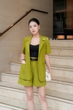 (2 màu) Quần short suông A hoạ tiết kẻ sọc