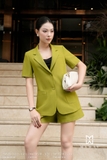 (2 màu) Quần short suông A hoạ tiết kẻ sọc