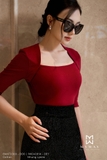 Áo cotton ôm vừa dáng cổ biến kiểu