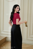 (2 màu) Áo kiểu dáng ôm vừa phối cổ cách điệu lệch bên