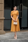 Đầm xòe dáng cổ tròn phối hoa