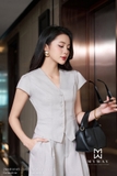 (2 màu) Quần công sở ống suông cạp cao