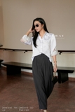 (2 màu) Quần baggy rộng chiều dài qua mắt cá