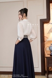 (3 màu) Chân váy xòe Cotton denim cạp cao công sở