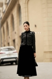 Chân váy xòe xếp ly Nhung trơn basic