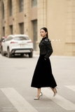 Chân váy xòe xếp ly Nhung trơn basic