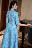 Đầm xòe dáng cổ cách điệu dài qua bắp