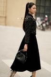 Chân váy xòe xếp ly Nhung trơn basic