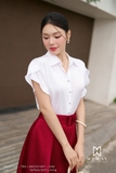 Áo sơ mi suông vừa dáng cổ Đức