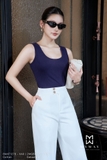(3 màu) Quần suông ống rộng cạp cao Elegant