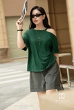Áo cotton dáng suông vừa phối cổ cách điệu