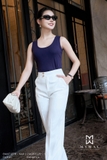 (2 màu) Áo cotton gile dáng cổ chữ U