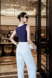 (3 màu) Quần suông ống rộng cạp cao Elegant