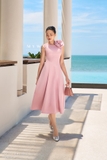 Đầm xòe midi đính hoa 3D