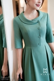 Đầm xòe xếp ly dáng cổ cách điệu