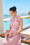 Đầm xòe midi đính hoa 3D