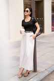 (3 màu) Áo cotton cổ thuyền tay ngắn dáng suông ôm