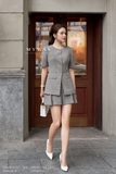 (2 màu) Quần short cạp cao xếp ly