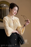 Áo sơ mi suông vừa dáng cổ biến kiểu