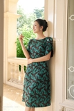 (3 màu) Đầm suông tay lỡ họa tiết dài qua bắp