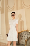 Đầm xòe Taffeta ngắn tay cổ tròn