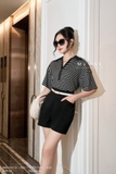 Áo Cotton Jersey cổ Đức kẻ ngang