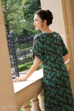 (3 màu) Đầm suông tay lỡ họa tiết dài qua bắp